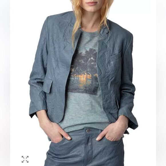 $798 Zadig & Voltaire Verys Creased Leather Jacket NWT FLAWED - Picture 1 of 10